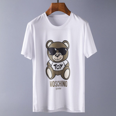 Moschino 2019 Mens Animation Printing Crew -neck Cotton Short Sleeved T-shirt - 모스키노 남성 애니메이션 프린팅 크루넥 고튼 반팔티 Mos008x.Size(m - 2xl).화이트