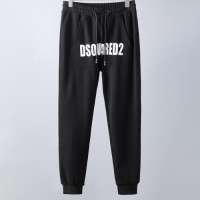 Dsquared2 2019 Mens Logo Cotton Training Pants - 디스퀘어드2 남성 로고 코튼 트레이닝 팬츠 Dsq0017x.Size(m - 2xl).블랙