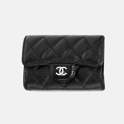 Chanel 2019 Womens CC Logo Cavier Card Holder - 샤넬 여성 cc로고 캐비어 카드 홀더 Cnl0334x.Size(11.5cm).블랙