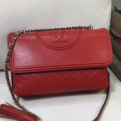 Tory Burch 2018 Leather Red Chain Shoulder Bag,28cm - 토리버치 2018 레더 레드 체인 숄더백 TBB0209,28cm