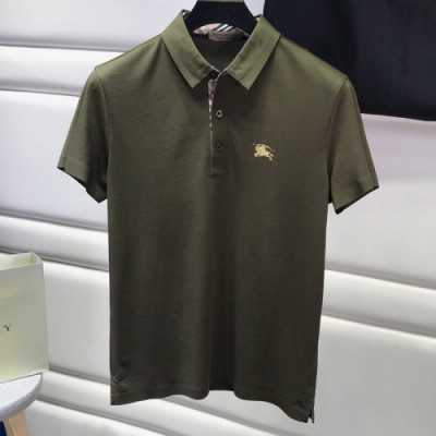 Burberry 2019 Mens Embroidery Logo Polo Cotton Short Sleeved T-shirt - 버버리 남성 자수 로고 폴로 코튼 반팔티 Bur0668x.Size(m - 3xl).올리브