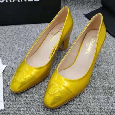 Chanel 2019 Women's Coco Leather Middle-heel Leather Pumps - 샤넬 여성 코코 미들힐 레더 펌프스 Cnl0349x.Size(225 - 245).2컬러(옐로우/실버)