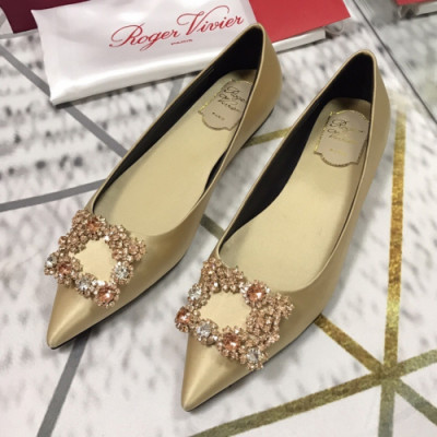 Roger Vivier 2019 Ladies Signature Satin Flower Silk Ballet Shoes - 로저비비에 여성 시그니처 새틴 플라워 실크 발렛슈즈 Rog0058x.Size(225 - 250).골드