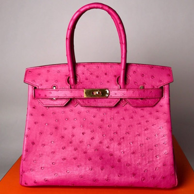 Hermes Birkin Ostrich Leather Tote Shoulder Bag ,30cm - 에르메스 버킨 오스트리치 레더 여성용 토트 숄더백 HERB0684,핑크,30cm