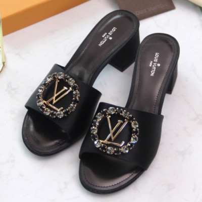 Louis Vuitton 2019 Womens Swarovski Silk Leather Slipper - 루이비통 여성 스와로브스키 실크 레더 슬리퍼 Lou0941x.Size(225 - 250).블랙