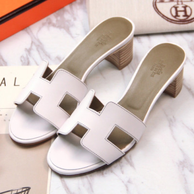 Hermes 2019 Ladies Oasis Middle-heel Leather Sandal - 에르메스 여성 오아시스 미들힐 레더 샌들 Her0247x.Size(225 - 250).화이트