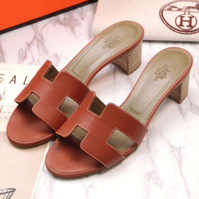 Hermes 2019 Ladies Oasis Middle-heel Leather Sandal - 에르메스 여성 오아시스 미들힐 레더 샌들 Her0248x.Size(225 - 250).브라운