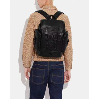 Coach Leather & PVC  Back Pack,41cm - 코치 레더 & PVC 남성용 백팩, COAB0215,41cm,블랙