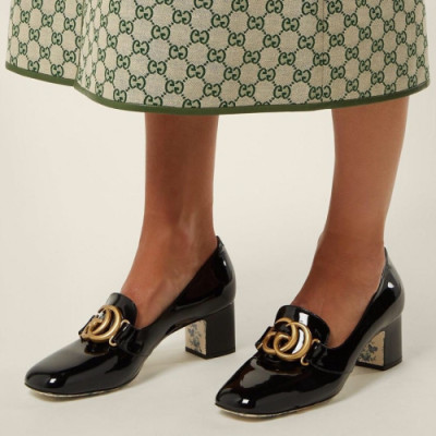 Gucci 2019 Ladies Web GG Metal Logo Patent Middle-heel pumps - 구찌 여성 웹 GG 메탈 로고 페이던트 미들힐 펌프스 Guc0951x.Size(225 -  250).블랙