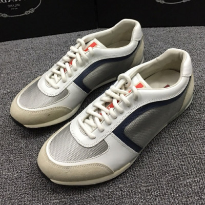 Prada 2019 Mens Business Leather Sneakers - 프라다 남성 비지니스 레더 스니커즈 Pra0550x.Size(245 - 265).실버