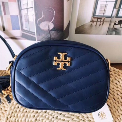 Tory Burch Leather Blue Kira Chevron Small Camera Shoulder Bag,18cm - 토리버치 레더 블루 키라 쉐브론 스몰 카메라 숄더백 TBB0221,18cm