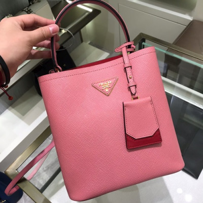 Prada 2019 Double Saffiano Tote Shoulder Bag,23cm - 프라다 2019 여성용 두블레 사피아노 토트 숄더백 ,1BA212-6,23cm,핑크