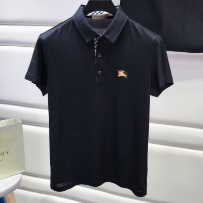 Burberry 2019 Mens Embroidery Logo Polo Cotton Short Sleeved T-shirt - 버버리 남성 자수 로고 폴로 코튼 반팔티 Bur0673x.Size(m - 3xl).블랙