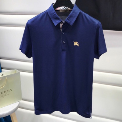 Burberry 2019 Mens Embroidery Logo Polo Cotton Short Sleeved T-shirt - 버버리 남성 자수 로고 폴로 코튼 반팔티 Bur0674x.Size(m - 3xl).블루