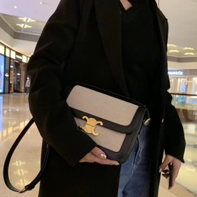 Celine 2019 Women Shoulder Bag,22CM - 셀린느 2019 여성용 숄더백 ,187368-1,22CM,블랙+베이지