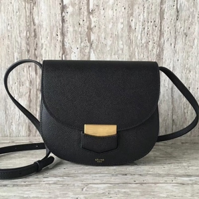 Celine Leather Trotteur Shoulder Bag,19CM - 셀린느 레더 트로터 숄더백 ,77425-1,19CM,블랙-손예진