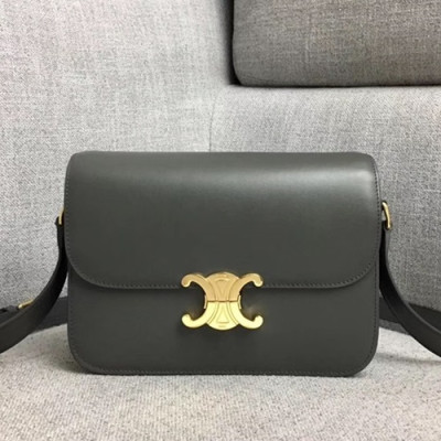 Celine 2019 Leather Women Shoulder Bag,22CM - 셀린느 2019 레더 여성용 숄더백 ,187368-3,22CM,다크그레이