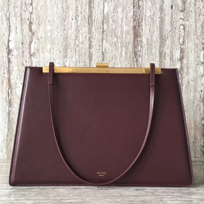 Celine  Leather Women Tote Bag,33CM - 셀린느 레더 여성용 토트백 ,90053-3,33CM,와인