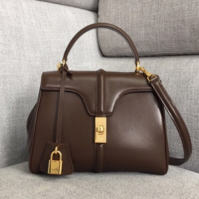 Celine 16 Leather Small Tote Shoulder Bag,23CM - 셀린느 16 레더 스몰 토트 숄더백 ,188003-6,23CM,카키브라운