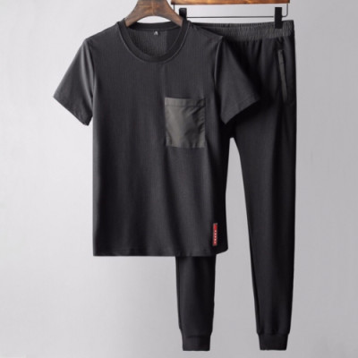 Prada 2019 Mens Casual Initial Logo Short Sleeved Trianing Clothes - 프라다 남성 캐쥬얼 이니셜 로고 반팔 트레이닝복 Pra0553x.Size(m -3xl).블랙