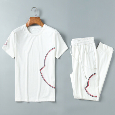Moncler 2019 Mens Casual Embroidery Logo Short Sleeved Trianing Clothes - 몽클레어 남성 신상 캐쥬얼 자수 로고 반팔 트레이닝복 Moc0470x.Size(m -3xl).화이트