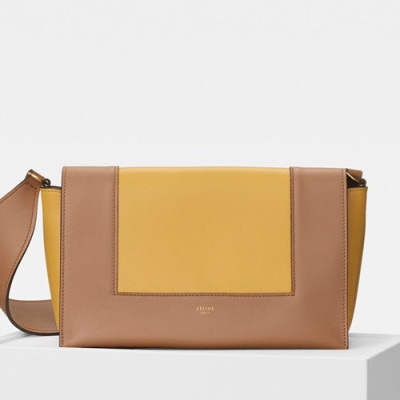 Celine Leather Frame Shoulder Bag,25CM - 셀린느 레더 프레임 여성용 숄더백 ,43343-6,25CM,카멜+옐로우