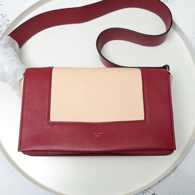 Celine Leather Frame Shoulder Bag,25CM - 셀린느 레더 프레임 여성용 숄더백 ,43343-19,25CM,레드+인디핑크