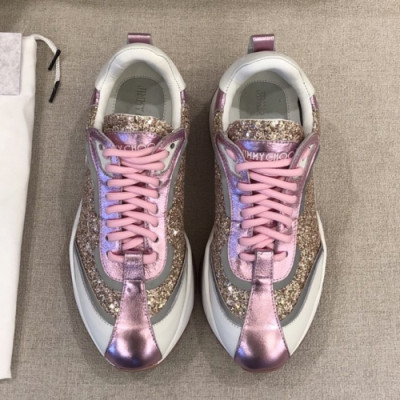 Jimmy Choo 2019 Ladies Glitter Silk Leather Sneakers - 지미츄 여성 글리터 실크 레더 슈즈 Jim0039x.Size(225 - 255).핑크