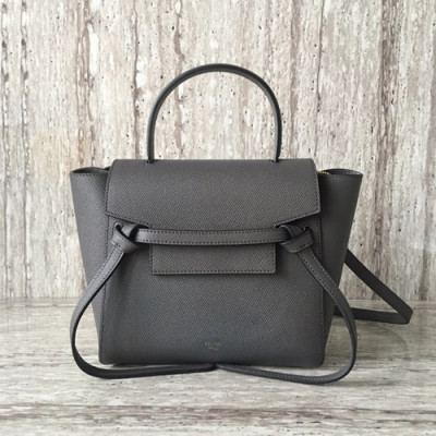 Celine Leather Mini Belt Shoulder Bag,20CM - 셀린느 레더 미니  벨트 숄더백 ,99970-2,20CM,다크그레이