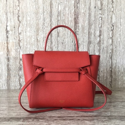 Celine Leather Mini Belt Shoulder Bag,20CM - 셀린느 레더 미니  벨트 숄더백 ,99970-9,20CM,레드