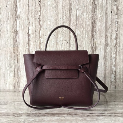 Celine Leather Mini Belt Shoulder Bag,20CM - 셀린느 레더 미니  벨트 숄더백 ,99970-12,20CM,퍼플와인