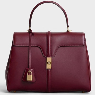 Celine 16 Leather Medium Tote Shoulder Bag,32CM - 셀린느 16 레더 미듐 토트 숄더백 ,187373-5,32CM,와인