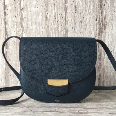 Celine Leather Trotteur Shoulder Bag,19CM - 셀린느 레더 트로터 숄더백 ,77425-10,19CM,네이비