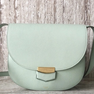 Celine Leather Trotteur Large Shoulder Bag,23CM - 셀린느 레더 트로터 라지 숄더백 ,77420-5,23CM,라이트그린