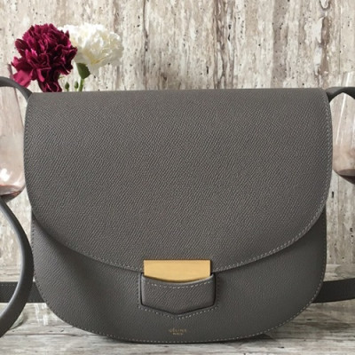 Celine Leather Trotteur Large Shoulder Bag,23CM - 셀린느 레더 트로터 라지 숄더백 ,77420-8,23CM,그레이