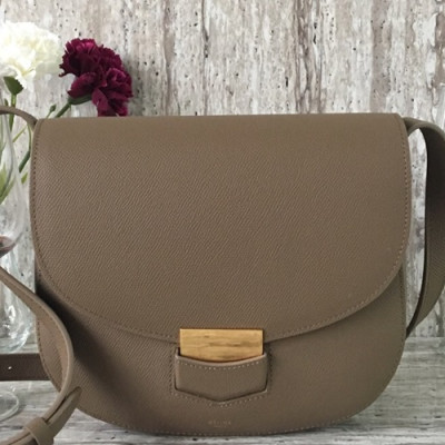 Celine Leather Trotteur Large Shoulder Bag,23CM - 셀린느 레더 트로터 라지 숄더백 ,77420-10,23CM,카키