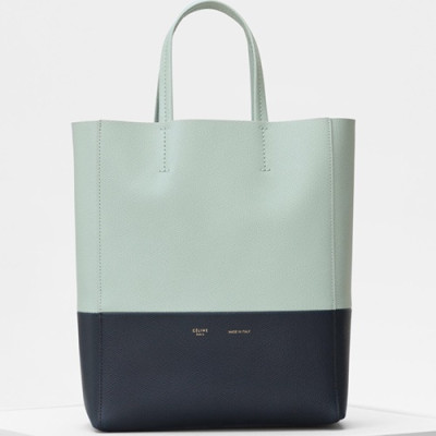 Celine Vertical Cabas Leather Tote Shoulder Bag,28CM - 셀린느 버티컬 카바스 레더 토트 숄더백 ,2204-14,28CM,라이트그린+네이비