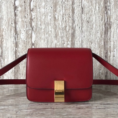 Celine Leather Classic Box Small Shoulder Bag,17CM - 셀린느 레더 클래식 박스 스몰 숄더백 ,11041-4,17CM,다크레드