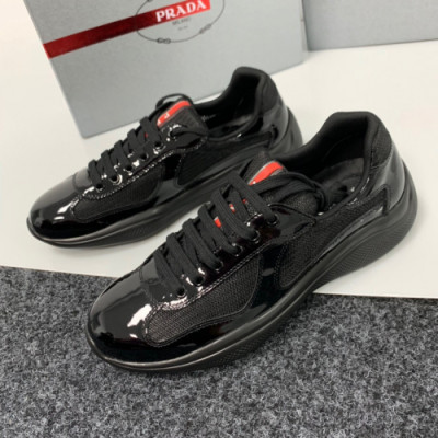 [커스텀급]Prada 2019 Mens Business Logo Leather Sneakers - 프라다 남성 비지니스 로고 레더 스니커즈 Pra0556x.Size(245 - 265).블랙