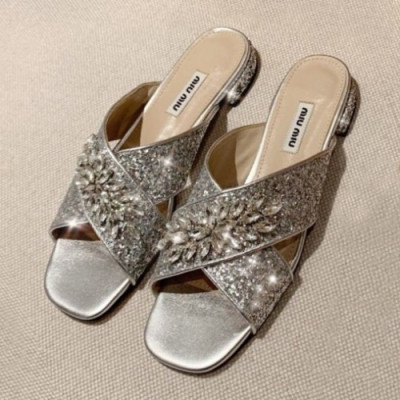 Miumiu 2019 Ladies Swarovski Glitter Slipper - 미우미우 여성 스와로브스키 글리터 슬리퍼 Miu0152x.Size(225- 245).실버