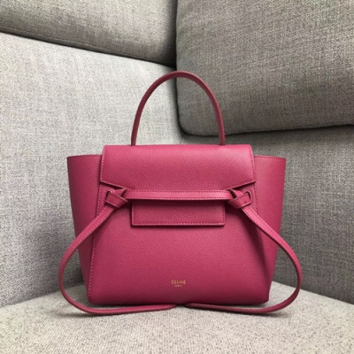 Celine Leather Mini Belt Shoulder Bag,20CM - 셀린느 레더 미니  벨트 숄더백 ,99970-15,20CM,다크핑크