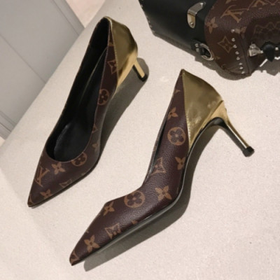 Louis Vuitton 2019 Womens Monogram Middle-heel Leather Pumps - 루이비통 여성 모노그램 미들힐 레더 펌프스 Lou0972x.Size(225 - 245).골드