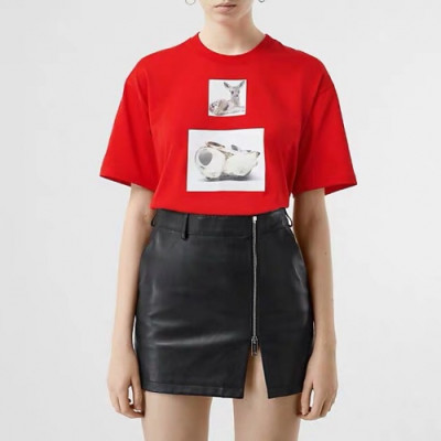 Burberry 2019 Mm/Wm Printing Logo Cotton Short Sleeved T-shirt - 버버리 남자 프린팅 로고 코튼 반팔티 Bur0684x.Size(s - xl).레드