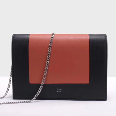 Celine Leather Frame WOC Chain Shoulder Bag,20CM - 셀린느 레더 프레임 WOC 체인 여성용 숄더백 ,CELB0015,21CM,오렌지