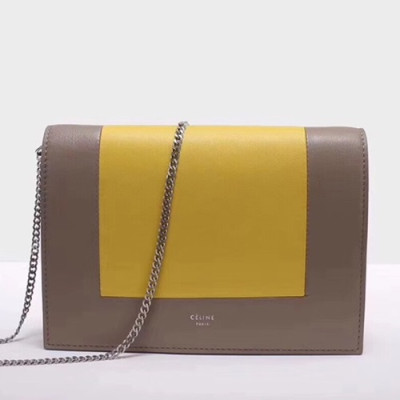 Celine Leather Frame WOC Chain Shoulder Bag,20CM - 셀린느 레더 프레임 WOC 체인 여성용 숄더백 ,CELB0021,21CM,옐로우