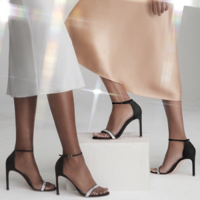 Stuart Weitzman 2019 Womens Suede Glitter Strap Sandal - 슈트어트 와이츠먼 여성 스웨이드 글리터 스트랩 샌달 Stu001x.Size(225 - 245).블랙