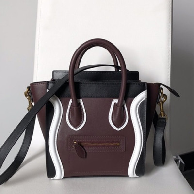 Celine Nano Luggage Leather Tote Shoulder Bag,20CM - 셀린느 나노 러기지 레더 토트 숄더백 ,CELB0050,20CM,레드브라운