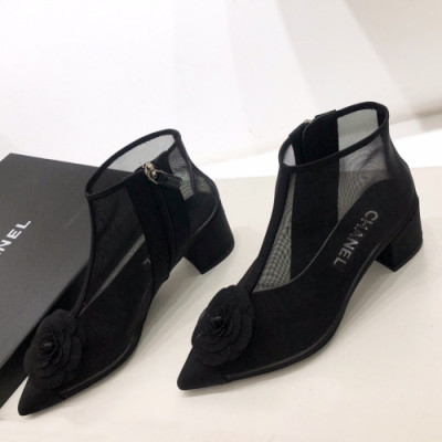 Chanel 2019 Women's Camelia Mesh Ankle Boots - 샤넬 여성 까멜리아 메쉬 앵클 부츠 Cnl0370x.Size(225 - 245).블랙