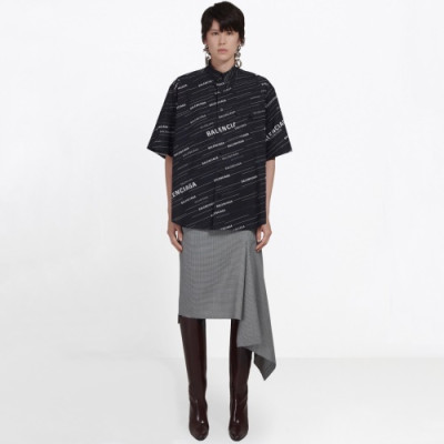 Balenciaga 2019 Mm/Wm Logo Cotton Short Sleeved Tshirt - 발렌시아가  남자 로고 코튼 반팔티셔츠 Bal0172x.Size(s - l).블랙
