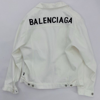 Balenciaga 2018 Mens Embroidery Logo Cajual Denim Jacket - 발렌시아가 자수 로고 캐쥬얼 데님 자켓 Bal0162x.Size(s - xl).화이트